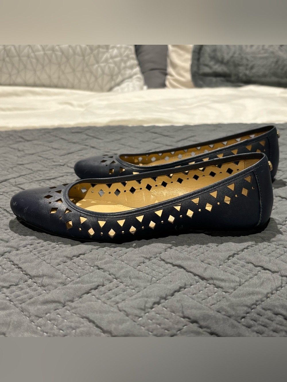 Michael Kors Navy Laser-Cut Ballet Flats